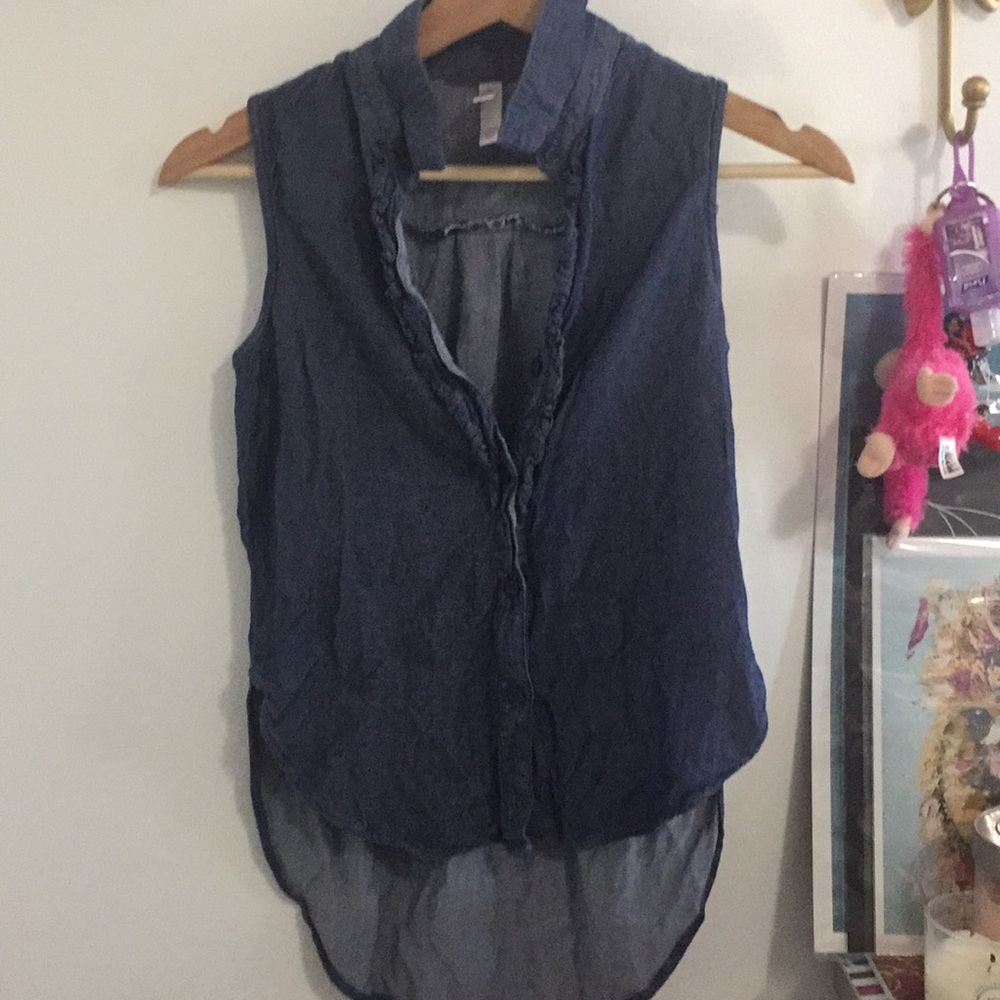 Denim “muscle tee” blouse